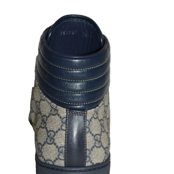 NIB GUCCI GG SUPREME CANVAS MENS HITOP CROCODILE TRIM SNEAKERS - Picture 5 of 10